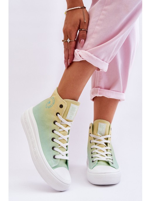 High Platform Sneakers Big Star LL274A190 Yellow-Green