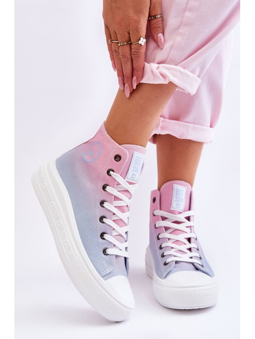 High Platform Sneakers Big Star LL274A191 Pink and Blue