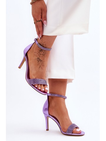 Women's Sandals On A High Heel With Rhinestones Violet Perfecto 2