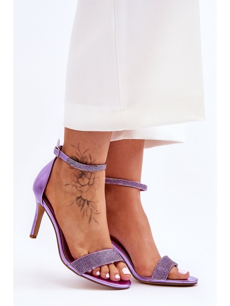 Women's Sandals On A High Heel With Rhinestones Violet Perfecto