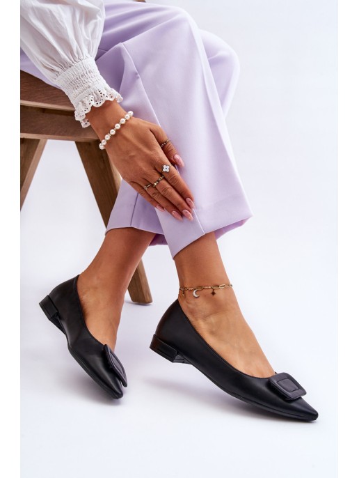Classic Ballerinas With Decoration Black Rivea