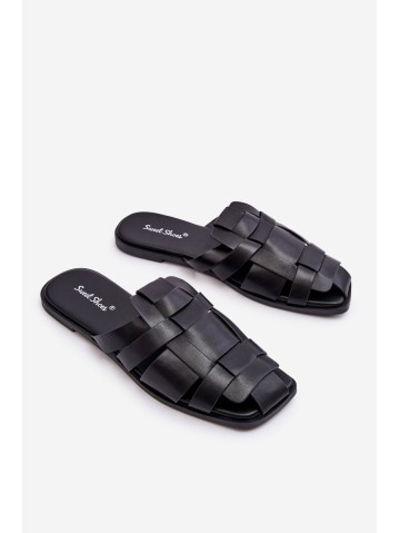 Women's Striped Slippers Black Reyna 2