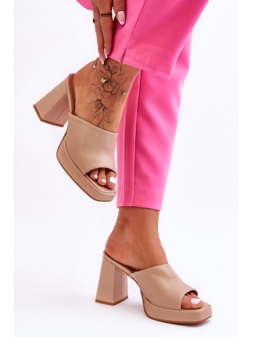 Leather High Heels Beige Livesa 2