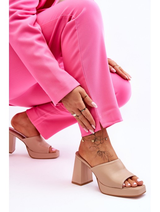 Odiniai aukštakulniai smėlio spalvos Livesa