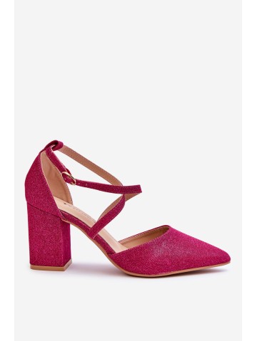 Fashionable Glitter Pumps On Heel Fuchsia Galaxy 2