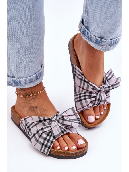 Women's Slides With Bow On The Platform Gray Vero