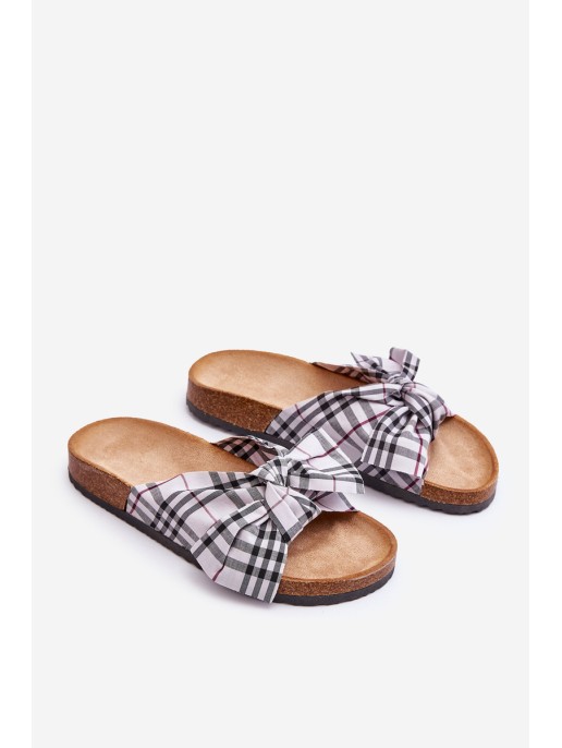 Women's Slides With Bow On The Platform Gray Vero