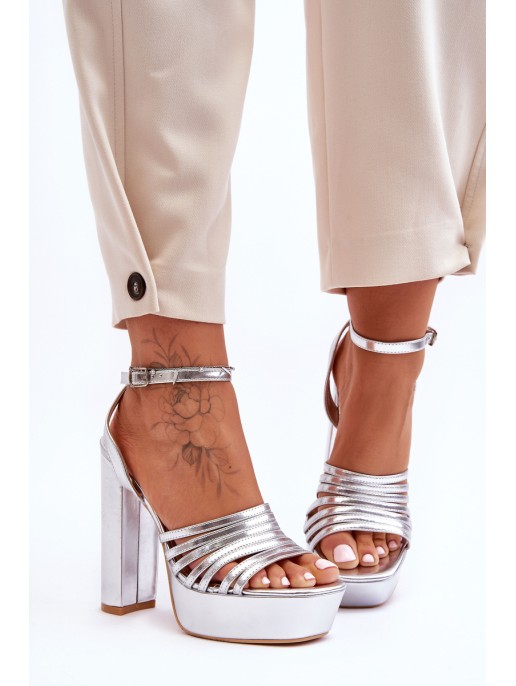 Sandals On A High Heel Silver Maya