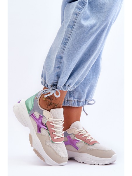 Women's Lace-up Sneakers Beige-green Cortes