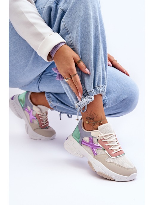 Women's Lace-up Sneakers Beige-green Cortes