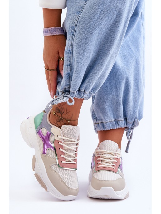 Women's Lace-up Sneakers Beige-green Cortes