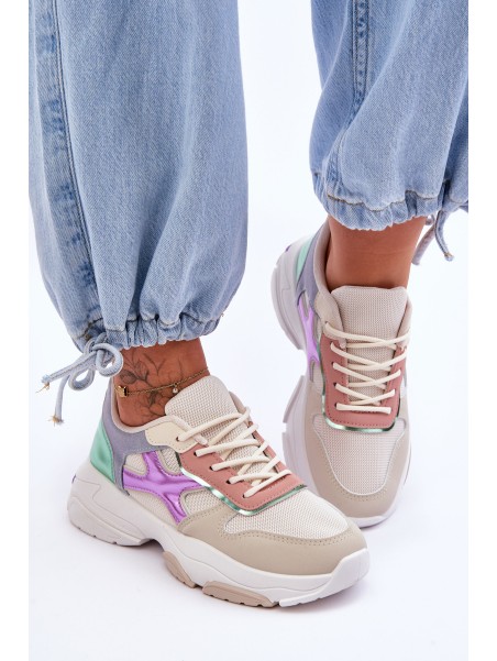 Women's Lace-up Sneakers Beige-green Cortes