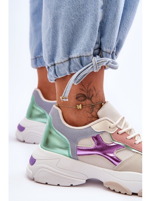 Women's Lace-up Sneakers Beige-green Cortes