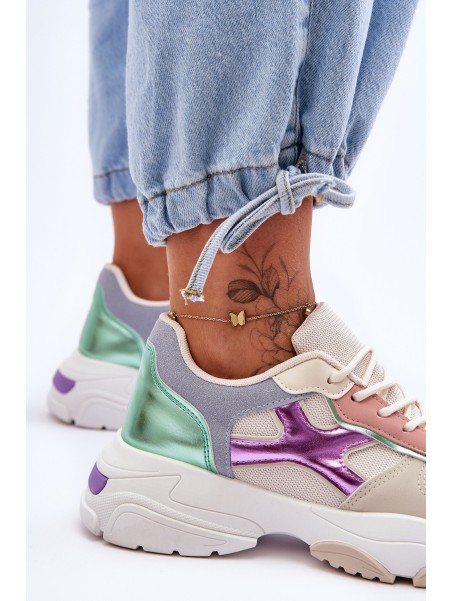 Women's Lace-up Sneakers Beige-green Cortes