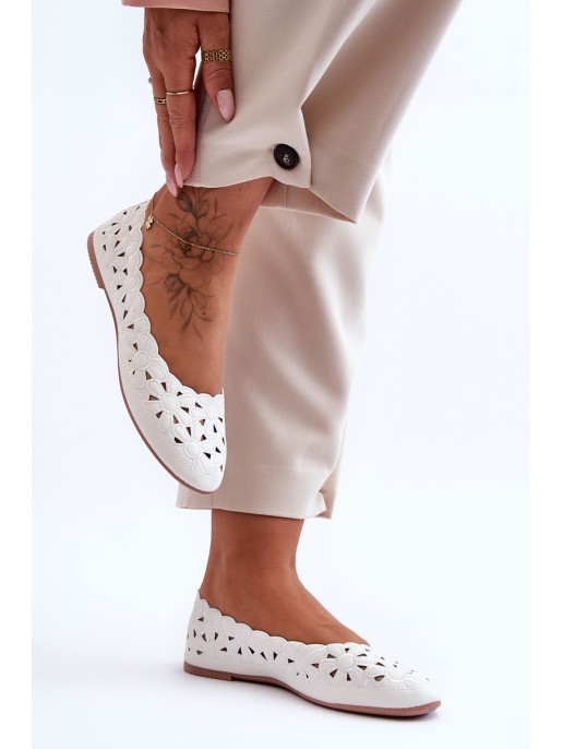 Women's Glittering Openwork Ballet Shoes White Visionary