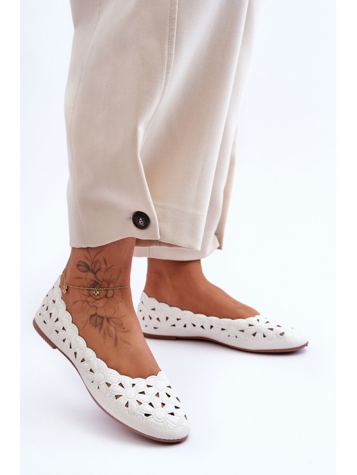 Women's Glittering Openwork Ballet Shoes White Visionary