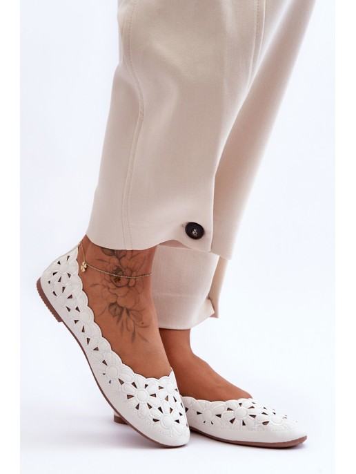 Women's Glittering Openwork Ballet Shoes White Visionary