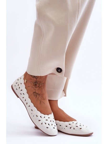 Women's Glittering Openwork Ballet Shoes White Visionary