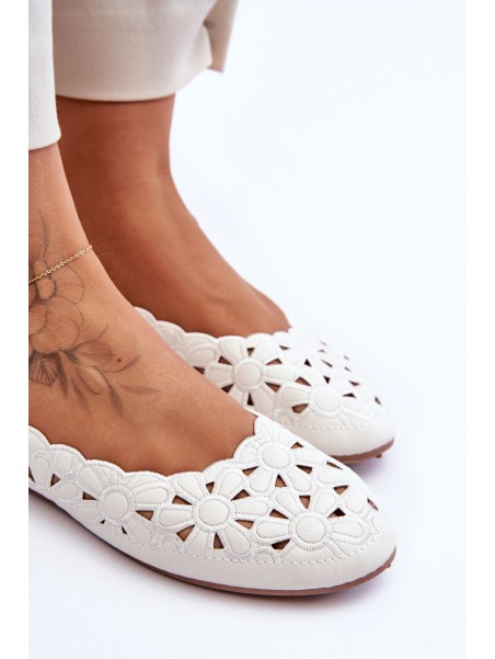 Women's Glittering Openwork Ballet Shoes White Visionary