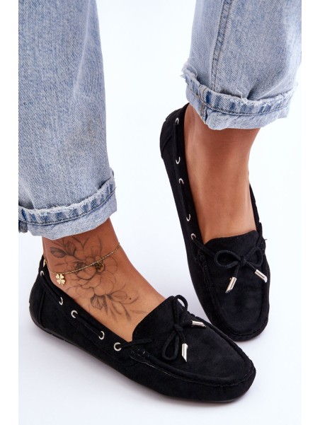 Women's Suede Loafers Black Si Passione