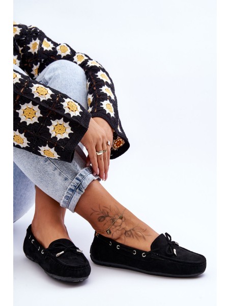 Women's Suede Loafers Black Si Passione