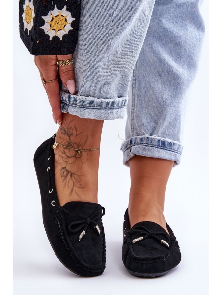 Women's Suede Loafers Black Si Passione