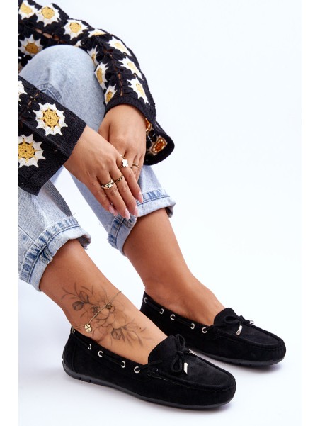 Women's Suede Loafers Black Si Passione