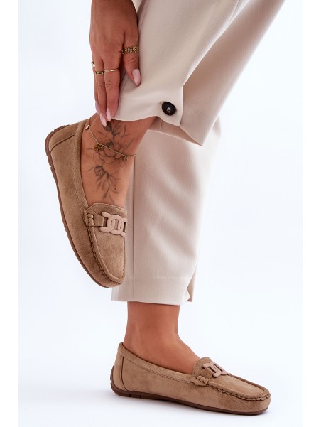 Moteriškos mados zomšiniai mokasinai, rudi Rabell