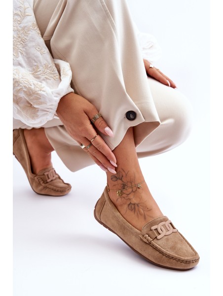 Moteriškos mados zomšiniai mokasinai, rudi Rabell