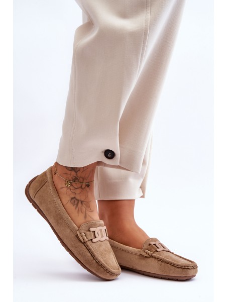 Moteriškos mados zomšiniai mokasinai, rudi Rabell