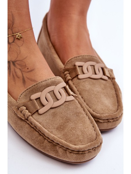 Moteriškos mados zomšiniai mokasinai, rudi Rabell