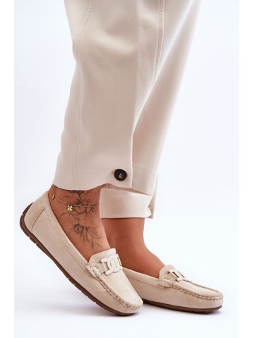 Women's Stylish Suede Moccasins Beige Rabell 2