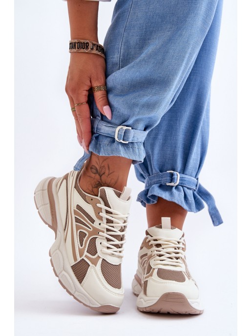 Women's Lace-Up Sports Shoes Beige Emare