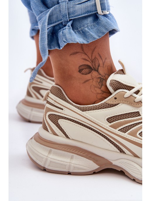 Women's Lace-Up Sports Shoes Beige Emare