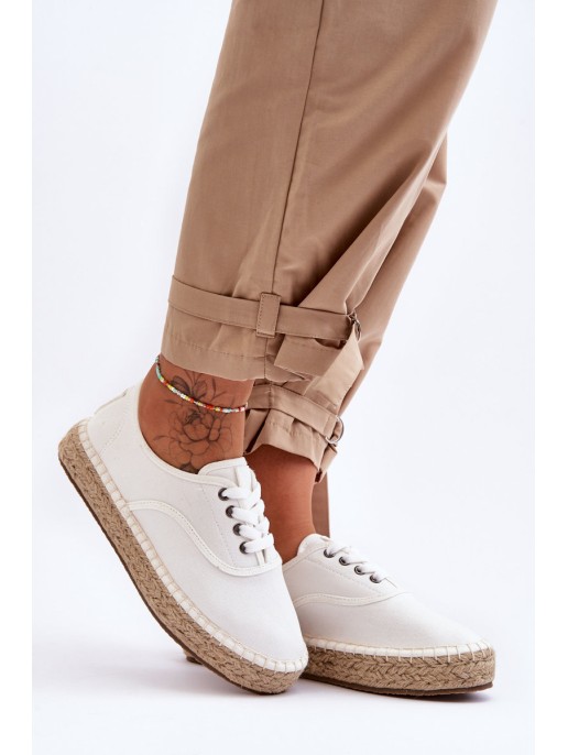 Lace-Up Espadrilles Big Star LL274833 White Lace-Up Espadrilles Big Star LL274833 White