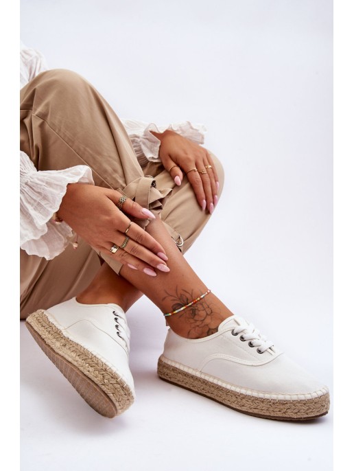 Lace-Up Espadrilles Big Star LL274833 White Lace-Up Espadrilles Big Star LL274833 White