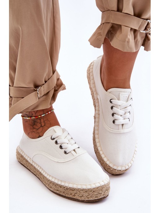 Lace-Up Espadrilles Big Star LL274833 White Lace-Up Espadrilles Big Star LL274833 White