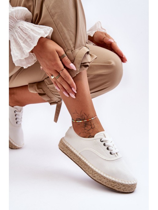 Lace-Up Espadrilles Big Star LL274833 White Lace-Up Espadrilles Big Star LL274833 White