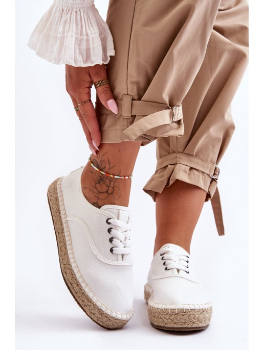 Lace-Up Espadrilles Big Star LL274833 White Lace-Up Espadrilles Big Star LL274833 White