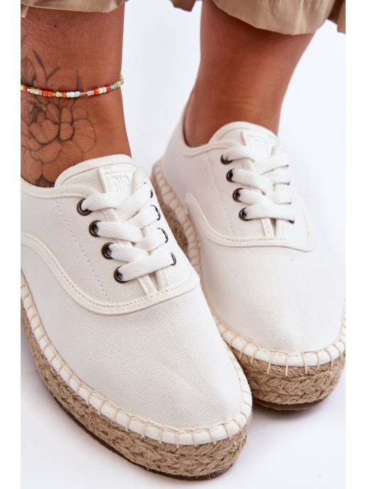 Lace-Up Espadrilles Big Star LL274833 White Lace-Up Espadrilles Big Star LL274833 White
