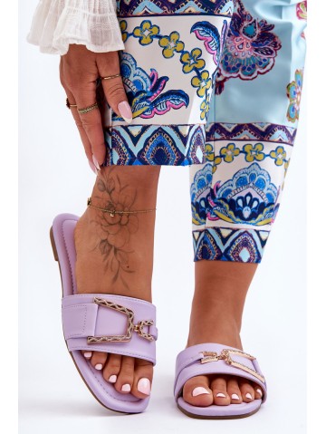 Women's Classic Slippers with Ornament Purple Impressive 2