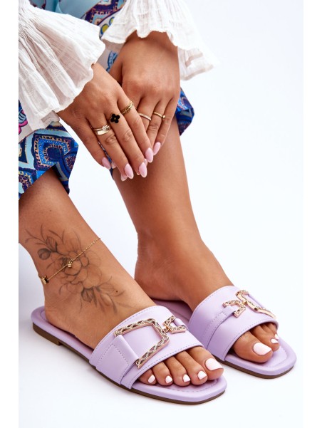 Women's Classic Slippers with Ornament Purple Impressive