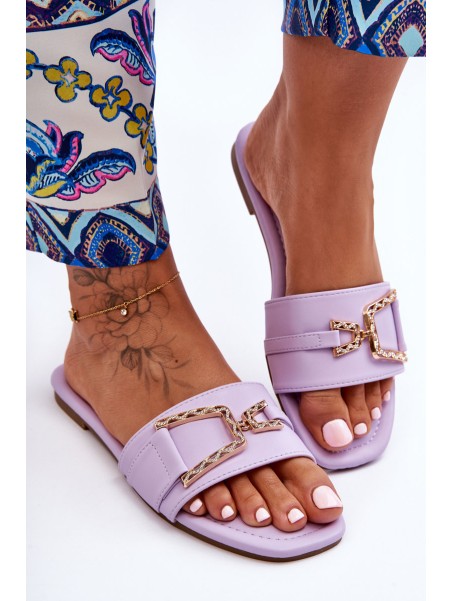 Women's Classic Slippers with Ornament Purple Impressive