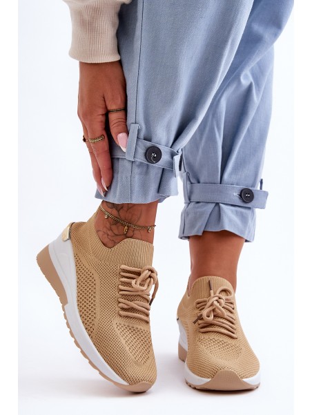 Medžiaga Slip-On sportiniai batai ant platformos Beige Visconti