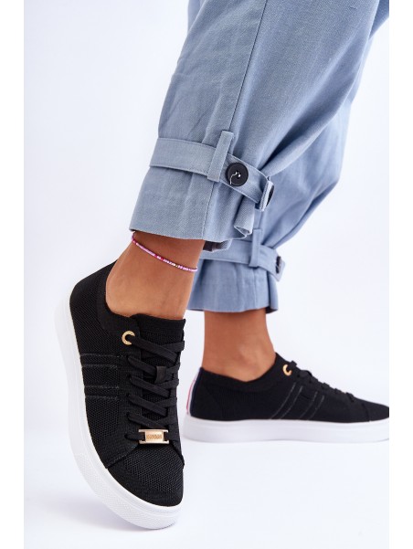 Women's Lace-up Sneakers Black Etna