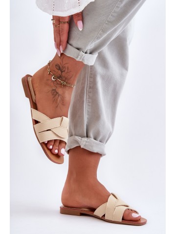 Women's Material Slippers Beige Aversa 2