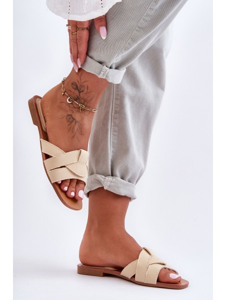 Women's Material Slippers Beige Aversa