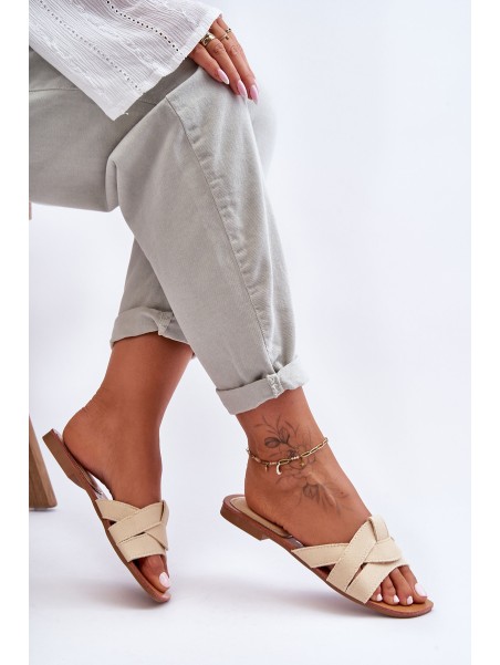 Women's Material Slippers Beige Aversa