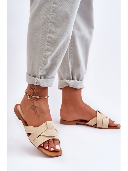 Women's Material Slippers Beige Aversa Women's Material Slippers Beige Aversa