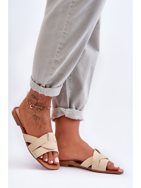 Women's Material Slippers Beige Aversa